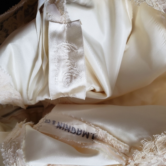 William Cahill Vintage 50s Ivory Lace Short Sleeve Tea Length Midi Wedding Dress - Picture 9 of 12